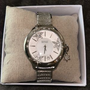 Badgley Mischka Silver Brass With Crystal Star Accents Slip-On Watch